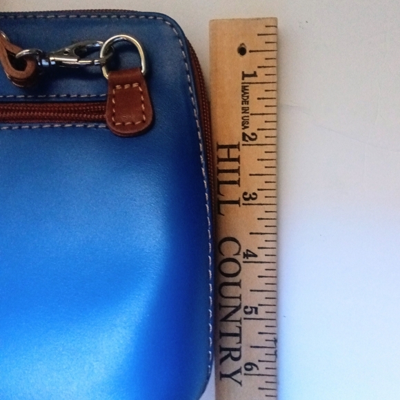 Vera Pelle Royal Blue/Tan Mini Structure Italian Leather Crossbody Bag New - Picture 10 of 11